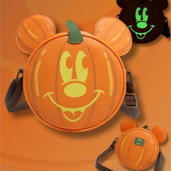 🆕🎃 Loungefly Mickey Mouse Glow-In-The-Dark Pumpkin Crossbody Bag [PRICE FIRM] - Picture 1 of 5